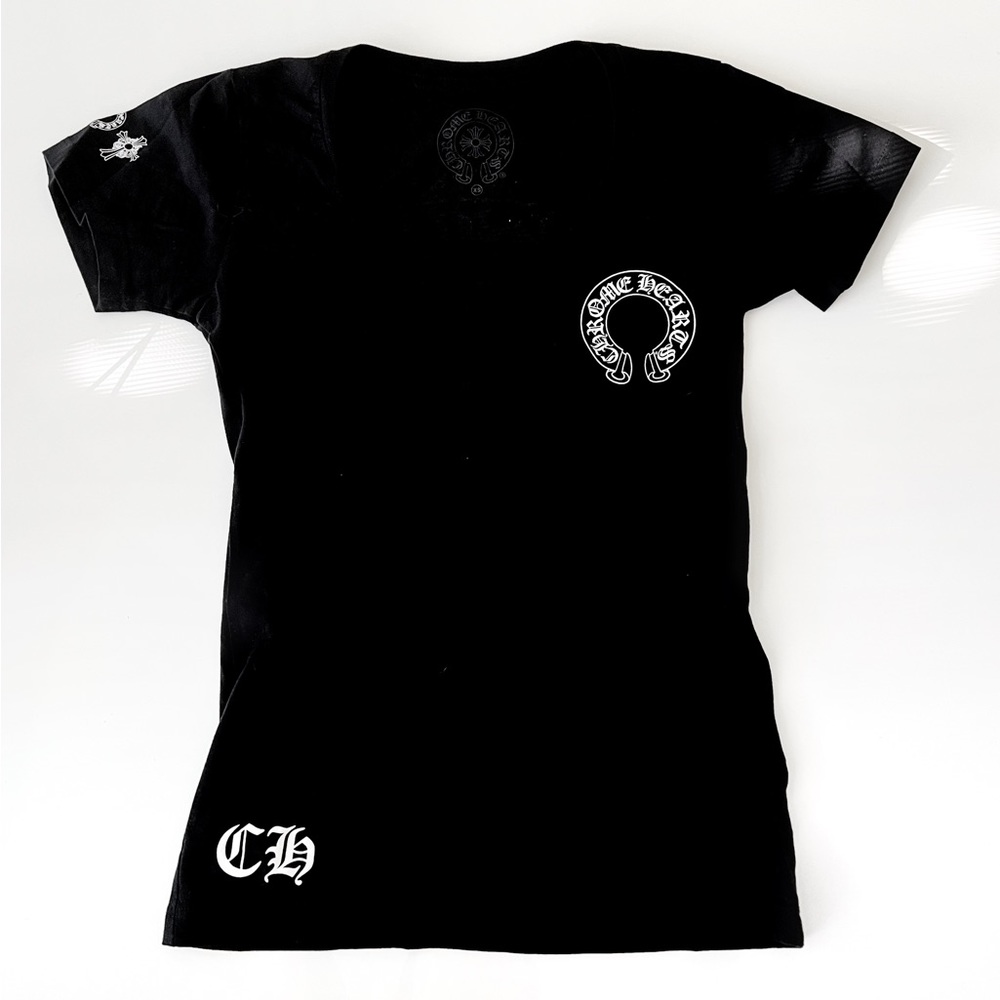 BNWOT Authentic Chrome Hearts Black V Neck T-shirt